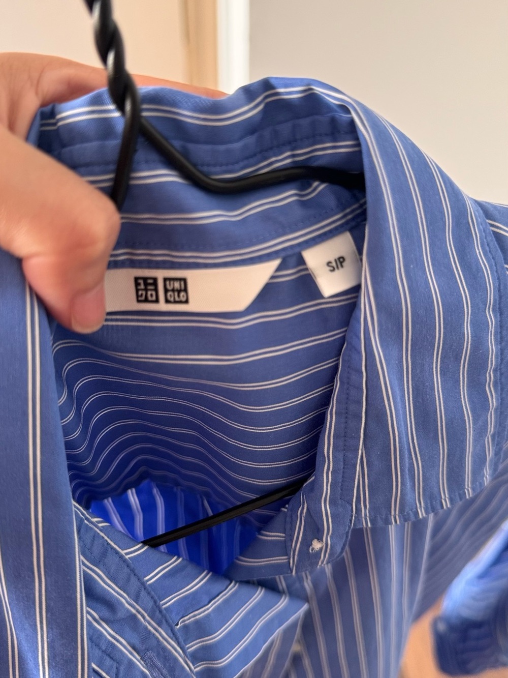 UNIQLO Blue and White Striped Button-Down Shirt